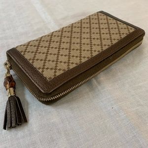Gucci Diamante Bamboo Tassel Zip Around Wallet
